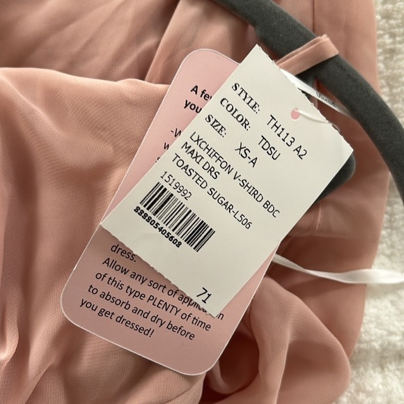 NWT Dessy Collection plunging v neck rose pink mauve long formal maxi dress - Picture 7 of 9